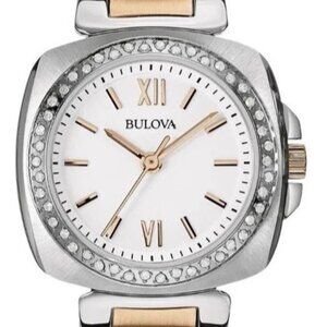 Bulova Genuine Diamond Accented Two-Tone Women's 30mm Watch New with Tags 98R206